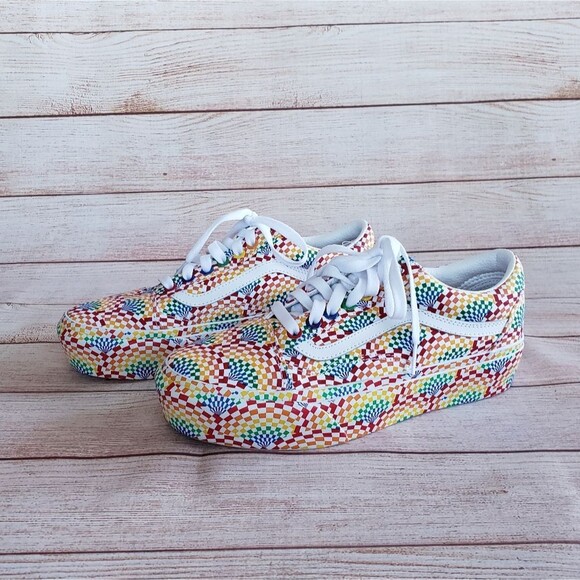 Vans Unisex Off The Wall Old Skool Classic Stripe Skater Style Platform Sneakers - Picture 4 of 11